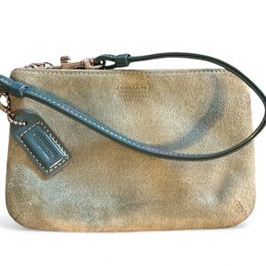 Coach Turquoise Suede Wristlet with hangtag